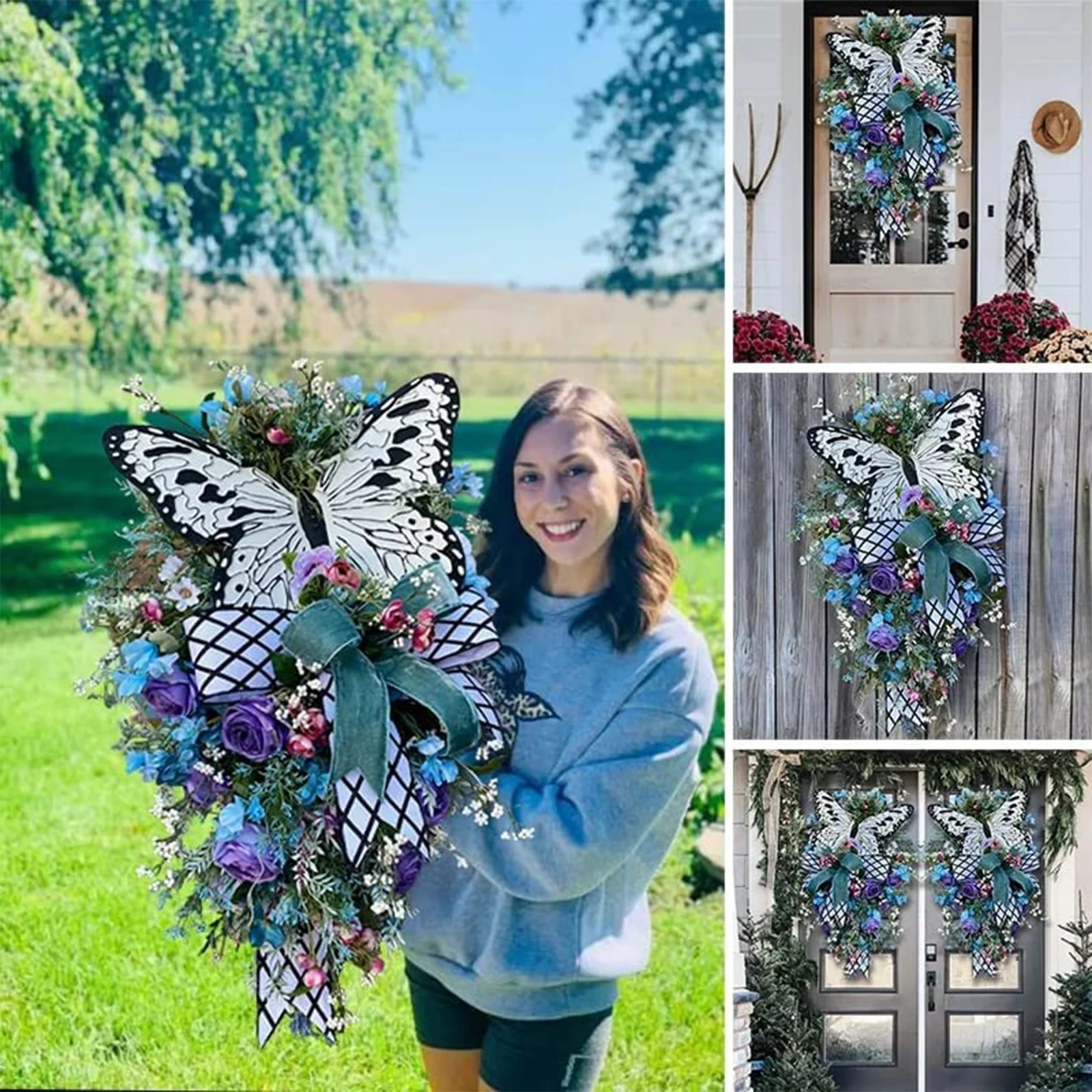 Purple Wreath Butterfly Artificial Rose Colorful Plastic Home Decoration Wall Door Hanging Pendant Spring Simulation Garland
Purple Wreath Butterfly Artificial Rose Colorful Plastic Home Decoration Wall Door Hanging Pendant Spring Simulation Garland