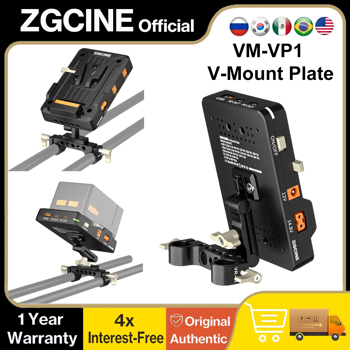 ZGCINE VM-VP1 V-Mount Battery Plate Adjustable Arm 15mm Rod Clamp USB-C PD USB-A QC D-Tap DC Output for Camera Monitor Video Rig
ZGCINE VM-VP1 V-Mount Battery Plate Adjustable Arm 15mm Rod Clamp USB-C PD USB-A QC D-Tap DC Output for Camera Monitor Video Rig