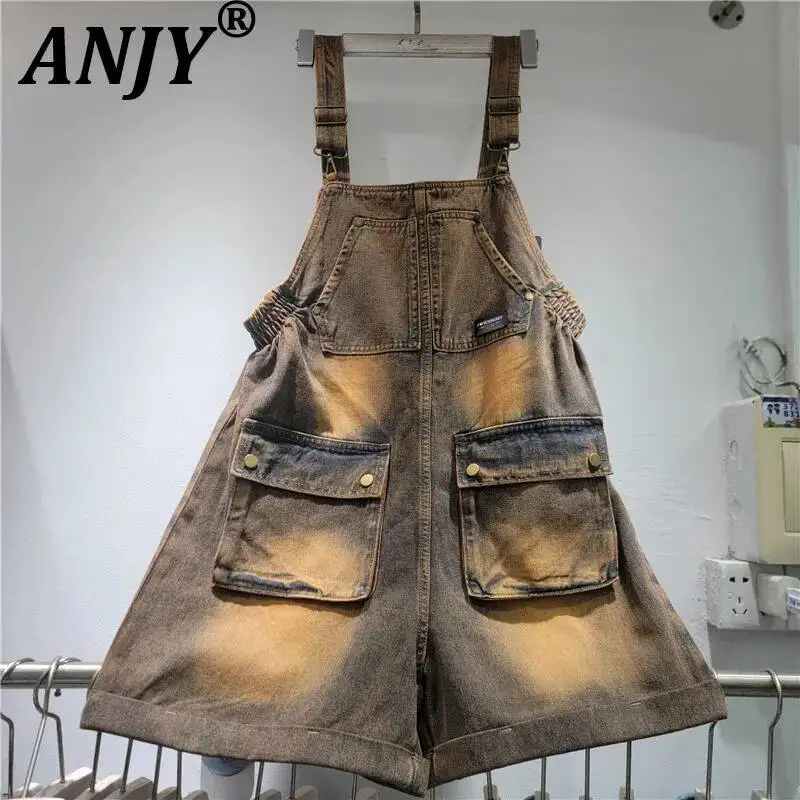 ANJY Spring Summer New Women Fashion Safari Style Vintage Washed Loose Denim Jumpsuit Trend Stylish Casual Overall Shorts A24675
ANJY Spring Summer New Women Fashion Safari Style Vintage Washed Loose Denim Jumpsuit Trend Stylish Casual Overall Shorts A24675