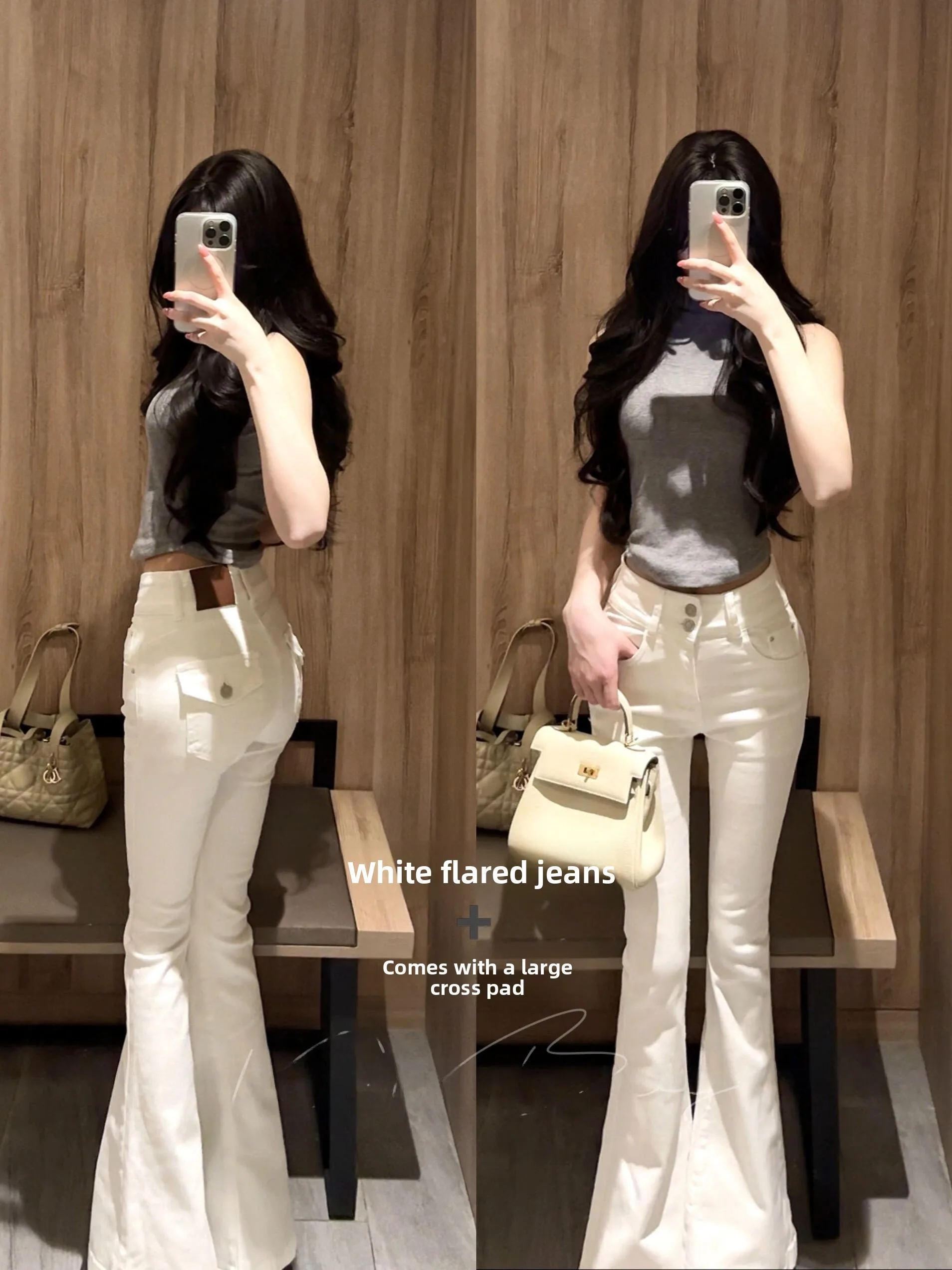High Waist Double Button Jeans Women's ket Design Slim Fit Flared Pants Cotton Stretch Denim Mid-Rise Bootcut Jeans
High Waist Double Button Jeans Women's ket Design Slim Fit Flared Pants Cotton Stretch Denim Mid-Rise Bootcut Jeans