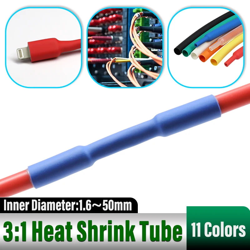 3:1 Dual Wall Heat Shrink Tube With Glue 1.6/2.4/3.2/4/4.8/6.4/7.9/12.7~50 mm Shrinkable Tubing Adhesive Wrap Wire Sleeve 1Meter
3:1 Dual Wall Heat Shrink Tube With Glue 1.6/2.4/3.2/4/4.8/6.4/7.9/12.7~50 mm Shrinkable Tubing Adhesive Wrap Wire Sleeve 1Meter