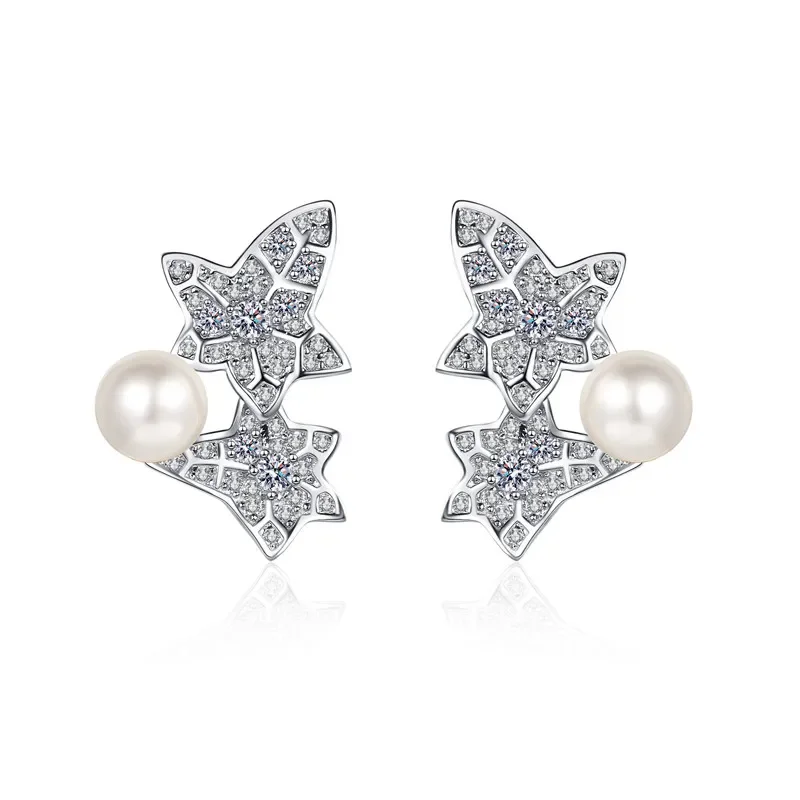 Natural D Color Moissanite White Pearl Tree Leaf Shape Stud Earrings Solid Sterling Silver Diamond Test Past Moissanite Earrings
Natural D Color Moissanite White Pearl Tree Leaf Shape Stud Earrings Solid Sterling Silver Diamond Test Past Moissanite Earrings