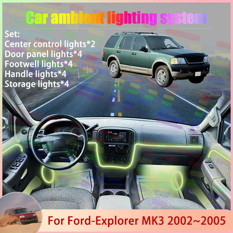 Для Ford-Explorer MK3 U152 2002 ~ 2005 2003 2004 2/18 в 1, автомобильная атмосферная лампа, RGB абажур, ансамбль, стример, атмосферный набор
Для Ford-Explorer MK3 U152 2002 ~ 2005 2003 2004 2/18 в 1, автомобильная атмосферная лампа, RGB абажур, ансамбль, стример, атмосферный набор