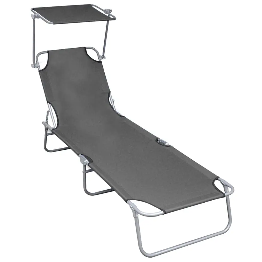 Gray Aluminum Folding Sun Lounger with Canopy for Poolside Beach Lawn Terrace, Customized
Gray Aluminum Folding Sun Lounger with Canopy for Poolside Beach Lawn Terrace, Customized