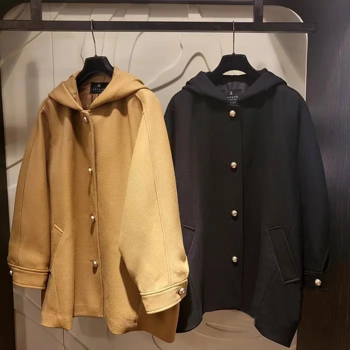 Celebri Hooded Woolen Coat Dstring Commute Slimming Outerwear Women's Faion Spring Autumn Button Detail kets
Celebri Hooded Woolen Coat Dstring Commute Slimming Outerwear Women's Faion Spring Autumn Button Detail kets