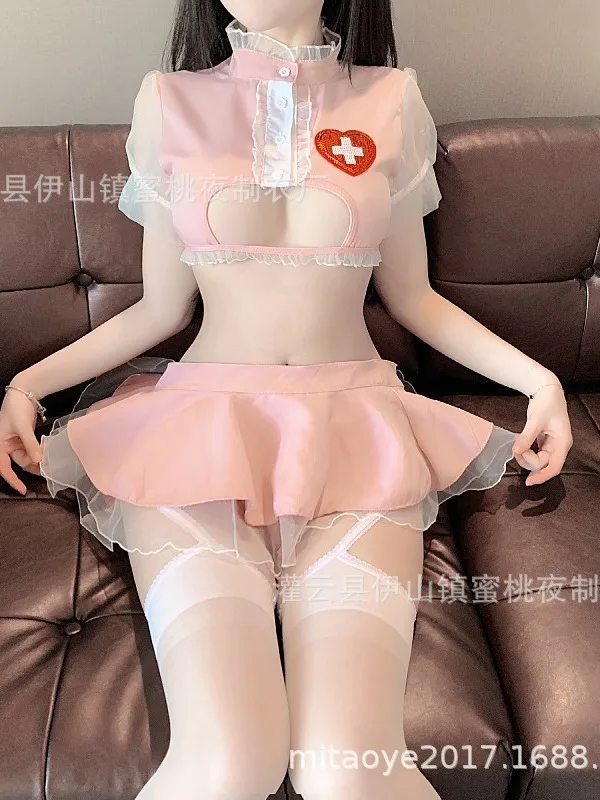 Passion Pink Sexy Fashion Fun Lingerie Hot Hollow Out Nurse Skirt Role Play Sexy Lace Perspective Passionate Skirt Set 86NB
Passion Pink Sexy Fashion Fun Lingerie Hot Hollow Out Nurse Skirt Role Play Sexy Lace Perspective Passionate Skirt Set 86NB