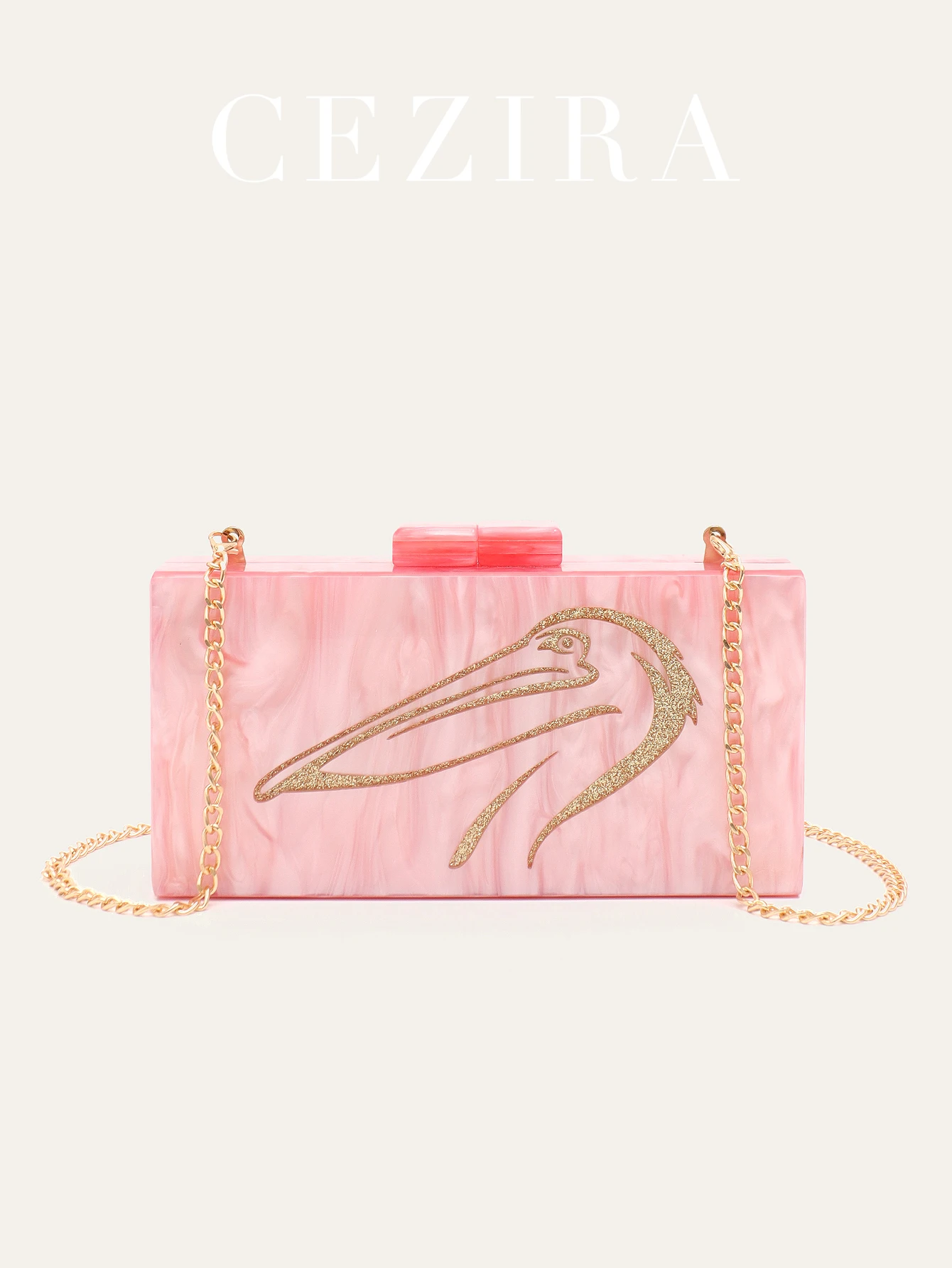 CEZIRA Women's Elegant Acrylic Clutch Luxury Pelican Bird Pattern Shiny Sequins Square Long Chain Hard-case Box Evening Bag
CEZIRA Women's Elegant Acrylic Clutch Luxury Pelican Bird Pattern Shiny Sequins Square Long Chain Hard-case Box Evening Bag