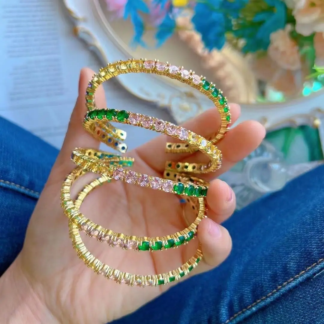 3PCS, Female Geometric CZ Pave Bangles for Women Rainbow Zircon Jewelry Fashion Gold Bangle Pulseiras Bijou
3PCS, Female Geometric CZ Pave Bangles for Women Rainbow Zircon Jewelry Fashion Gold Bangle Pulseiras Bijou