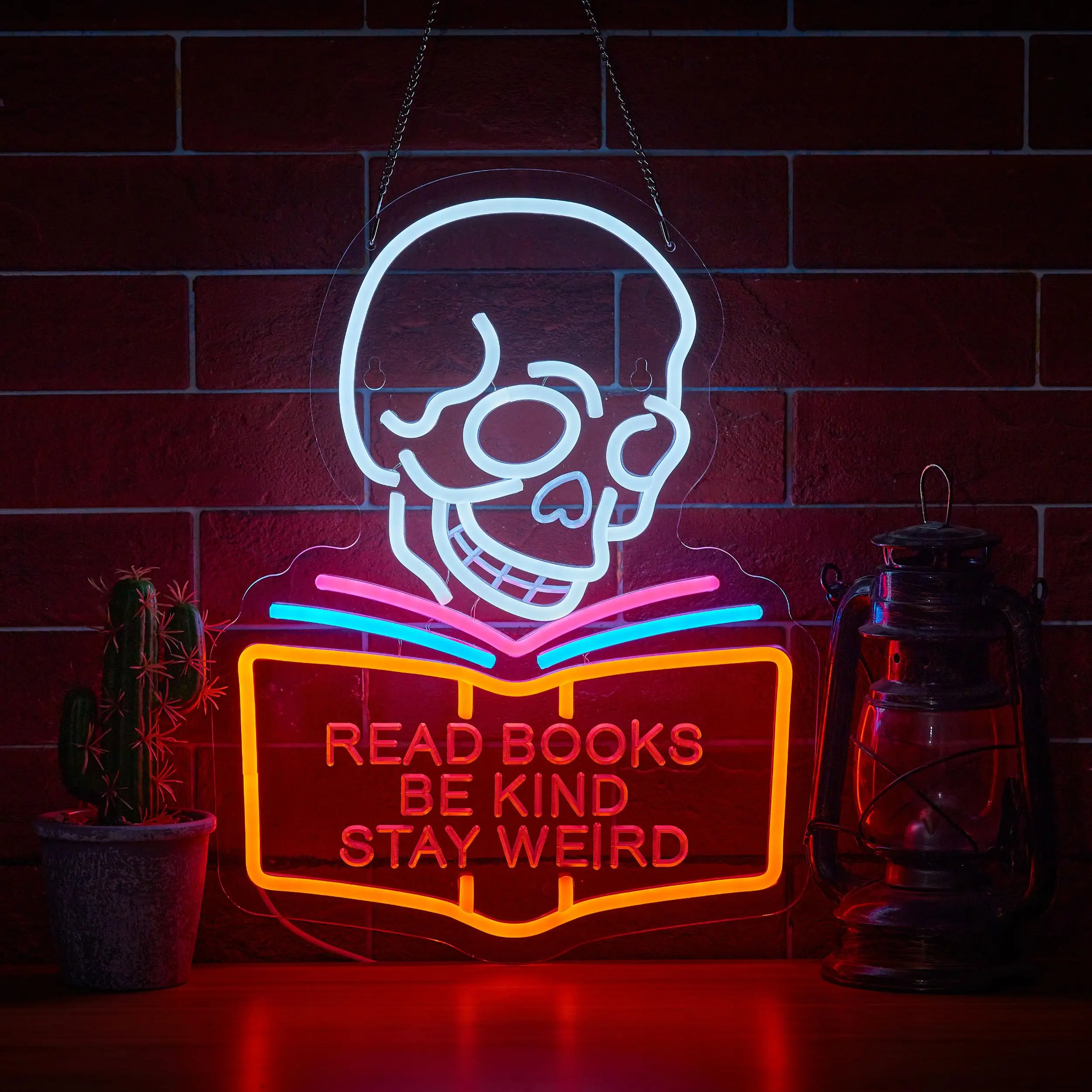 Read Books Be Kind Stay Weird Neon Sign for Wall Decor Dimmable LED Skull Neon Light USB Powered Neon Art Signs Decor
Read Books Be Kind Stay Weird Neon Sign for Wall Decor Dimmable LED Skull Neon Light USB Powered Neon Art Signs Decor