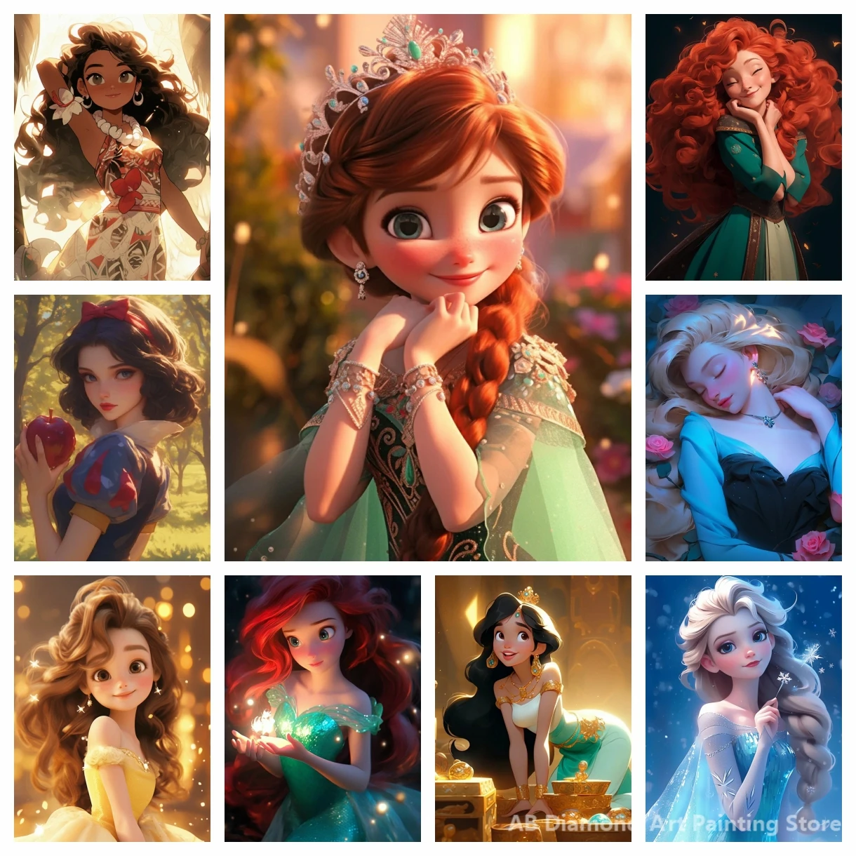 Disney Princess Anna Jasmine Rapunzel Snow White Mulan AB Diamond Painting Mosaic Embroidery Cartoon 5D DIY Art Handmade Gift
Disney Princess Anna Jasmine Rapunzel Snow White Mulan AB Diamond Painting Mosaic Embroidery Cartoon 5D DIY Art Handmade Gift
