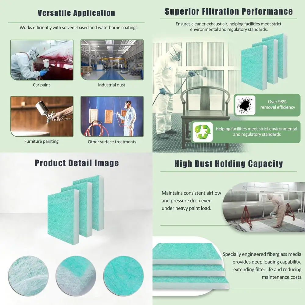 15 x 20 Green Fiberglass Paint Booth Air Filter Exhaust (100 per case)
15 x 20 Green Fiberglass Paint Booth Air Filter Exhaust (100 per case)