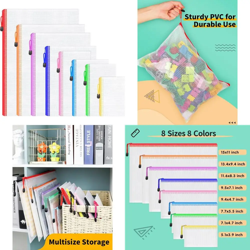 8pcs Zipper Pouch, 8 Sizes 8 Colors Plastic Zipper Bags for Organizing, Multipurpose Waterproof Zip Document Pouches for Office
8pcs Zipper Pouch, 8 Sizes 8 Colors Plastic Zipper Bags for Organizing, Multipurpose Waterproof Zip Document Pouches for Office