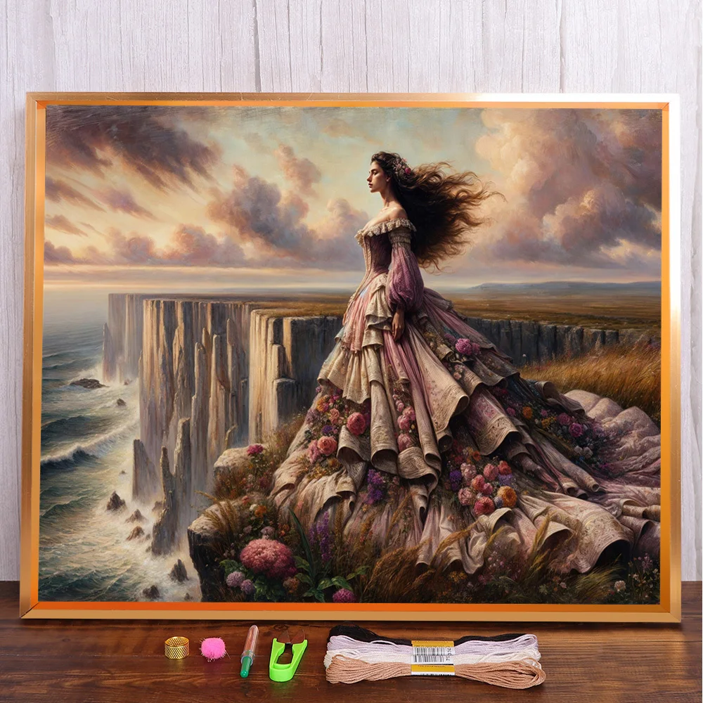 Woman On The Cliff Pre-Printed Cross-Stitch Full Kit Embroidery Needlework Knitting Sewing Handicraft Different Jewelry Counted
Woman On The Cliff Pre-Printed Cross-Stitch Full Kit Embroidery Needlework Knitting Sewing Handicraft Different Jewelry Counted