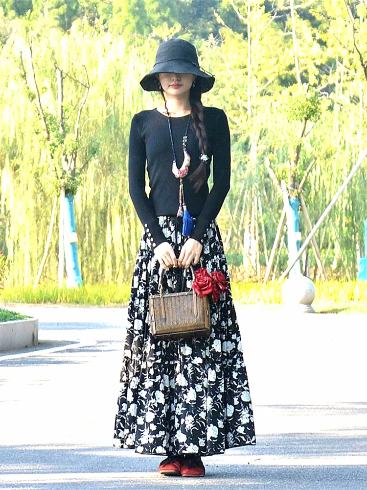 n Print A-Line Midi Skirt Cotton Dance-Ready Bla White f-length Gypsy Sle Women's Summer Skirts Casual Travel
n Print A-Line Midi Skirt Cotton Dance-Ready Bla White f-length Gypsy Sle Women's Summer Skirts Casual Travel