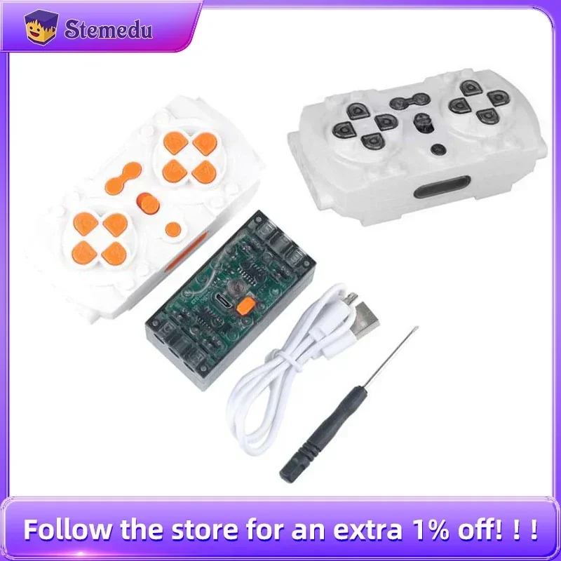 MOC 4 Way APP Remote Control Pack Set Rechargeable Battery Box Speed Control APP Program PF Motor Building Blocks Modification
MOC 4 Way APP Remote Control Pack Set Rechargeable Battery Box Speed Control APP Program PF Motor Building Blocks Modification