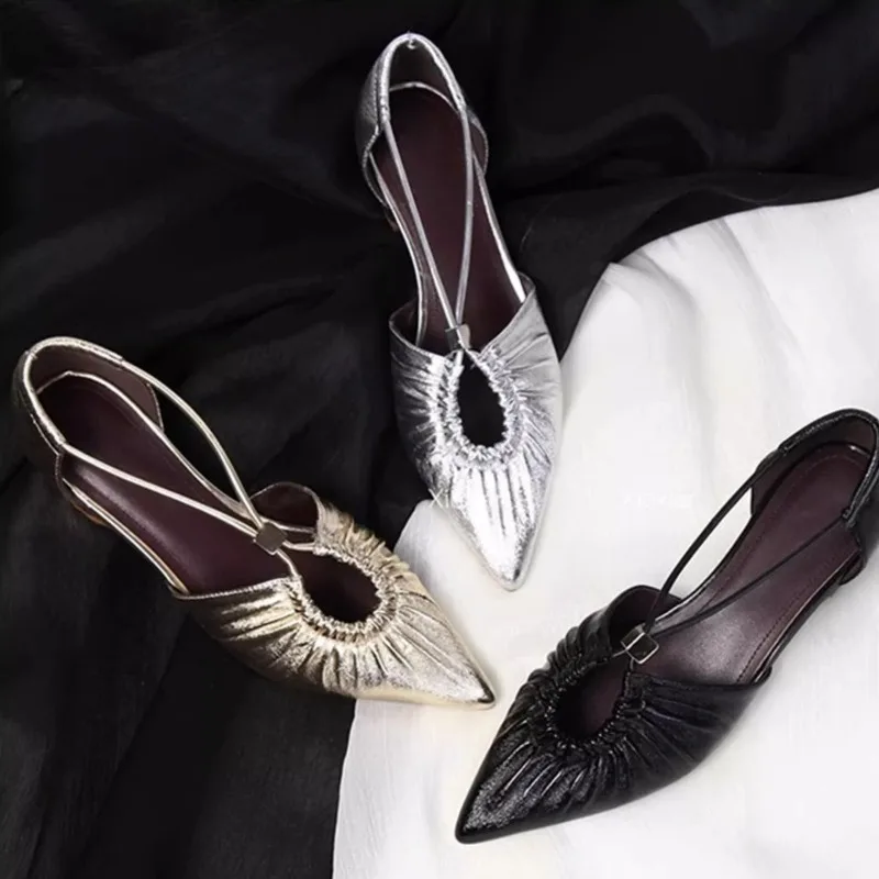 Women Shoes Temperament Pointed Thick Heels Sandals High Quality Soft Leather Casual Single Shoes Fashion Pleated Design Sandals
Women Shoes Temperament Pointed Thick Heels Sandals High Quality Soft Leather Casual Single Shoes Fashion Pleated Design Sandals