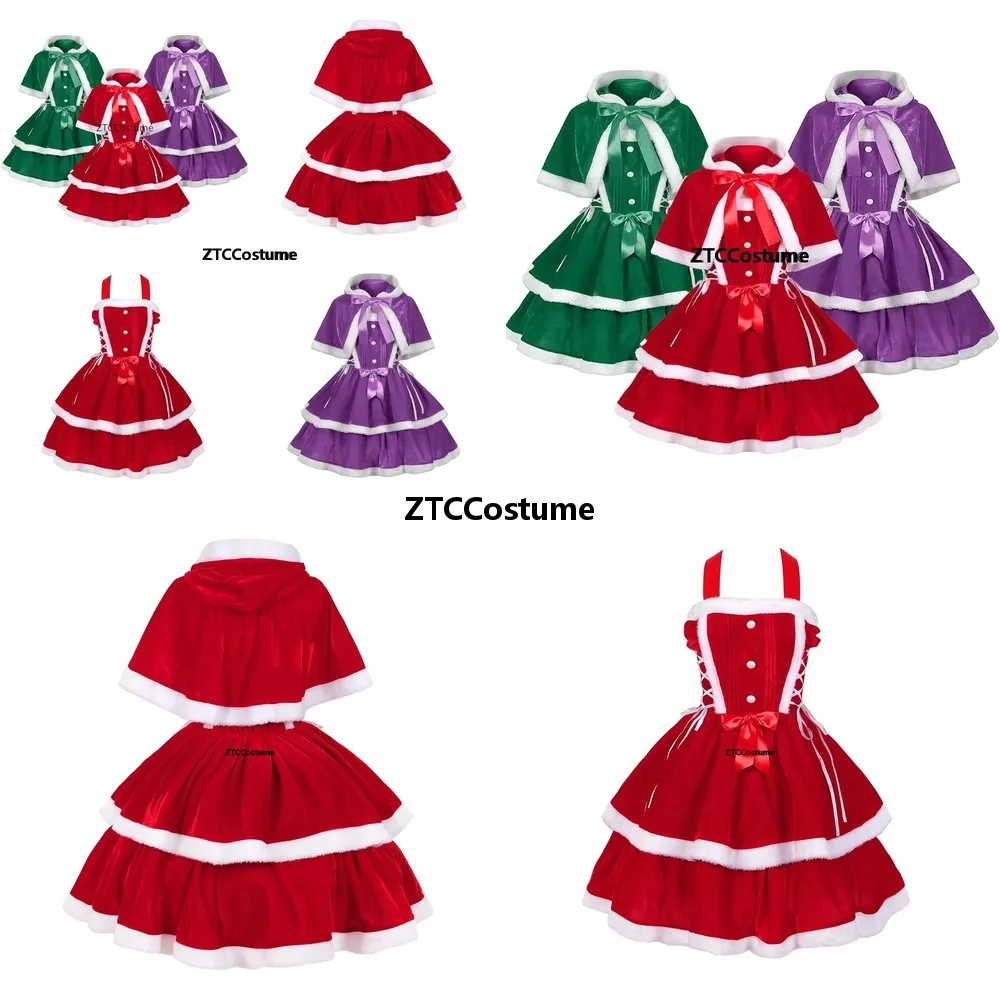 Christmas Santa Cosplay Costume Women Red Green Plush Dress Role Play Uniform with Clock
Christmas Santa Cosplay Costume Women Red Green Plush Dress Role Play Uniform with Clock
