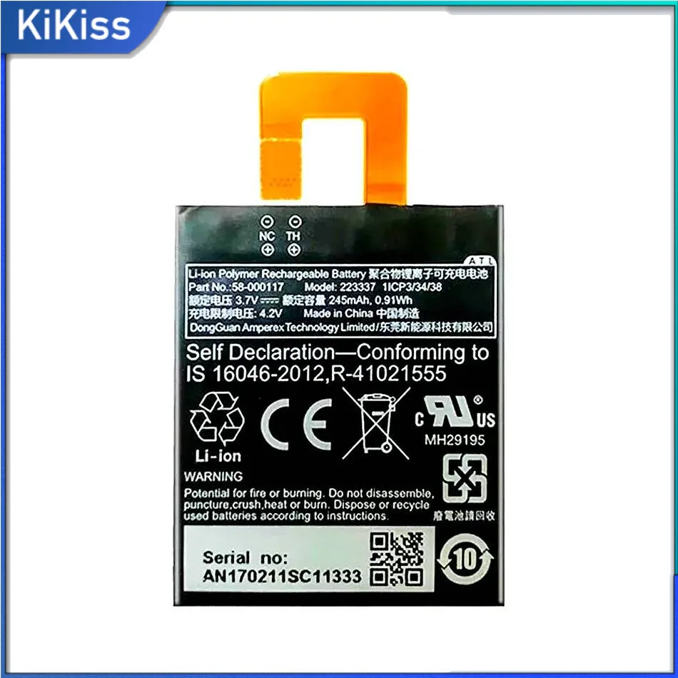 58-000117 Tablet Battery 245Mah Premium Replacement Good Low-Temperature Performance For Amazon Kindle KO1 Oasis 1,2
58-000117 Tablet Battery 245Mah Premium Replacement Good Low-Temperature Performance For Amazon Kindle KO1 Oasis 1,2