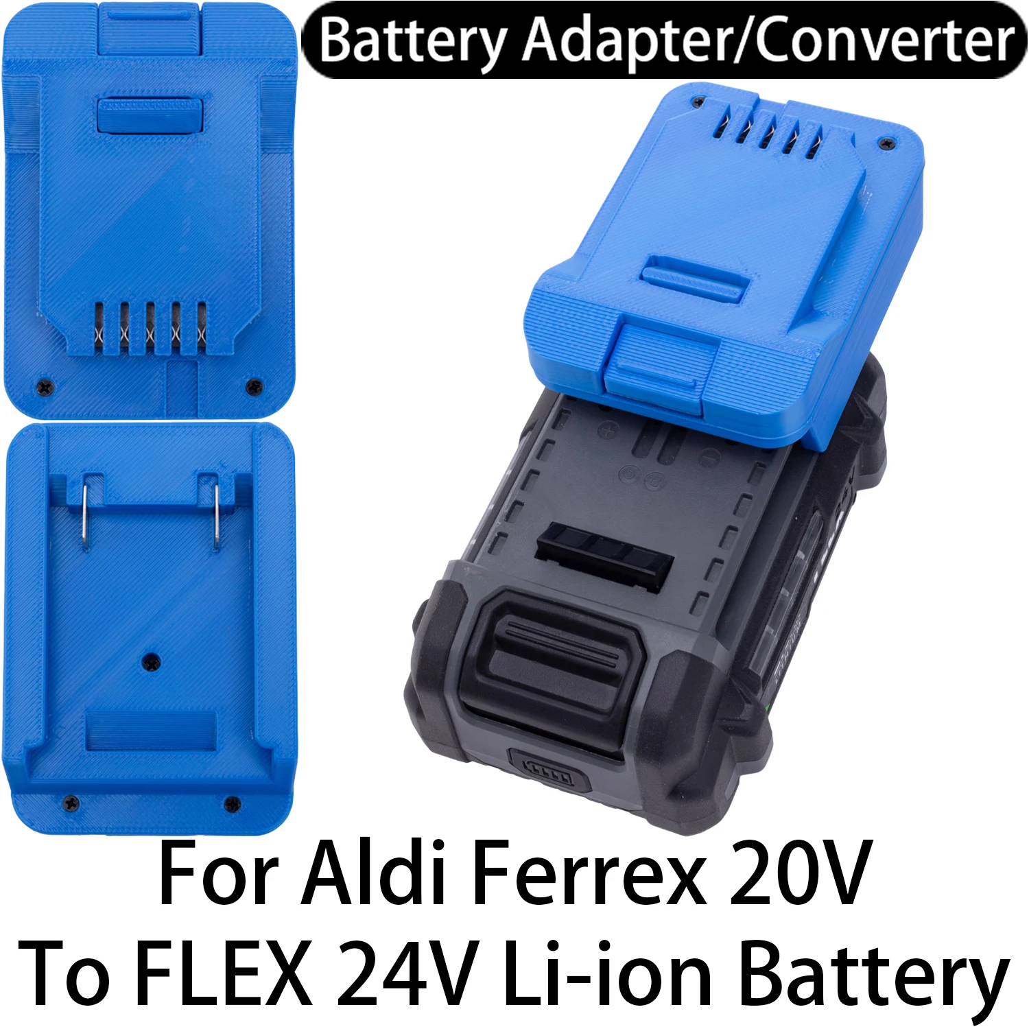 Battery Adapter for Aldi Ferrex 20V Li-ion Tool to Flex 24V Li-ion Battery Adapter Converter Power Tool Accessory
Battery Adapter for Aldi Ferrex 20V Li-ion Tool to Flex 24V Li-ion Battery Adapter Converter Power Tool Accessory