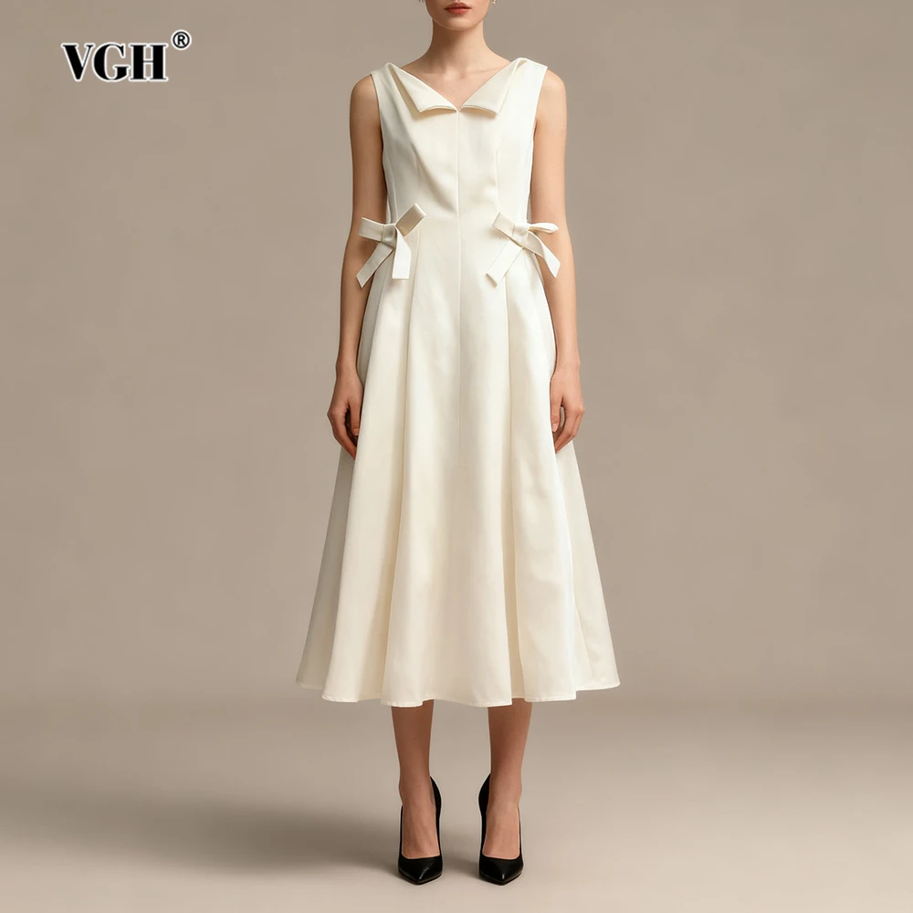 VGH элегантное милое однотонное платье без рукавов с бантом для женщин, свободные минималистичные обручальные банкетные платья миди с лацканами и высокой талией, женские
VGH элегантное милое однотонное платье без рукавов с бантом для женщин, свободные минималистичные обручальные банкетные платья миди с лацканами и высокой талией, женские