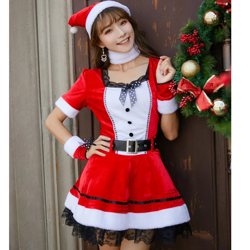 Year Christmas Costume Dress for Women Adult Red Sexy Lace Trim Christmas Dress Belt Hat Xmas Festival Clothes
Year Christmas Costume Dress for Women Adult Red Sexy Lace Trim Christmas Dress Belt Hat Xmas Festival Clothes