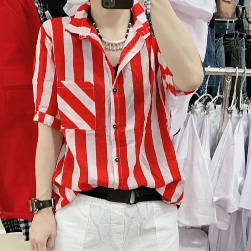 Stylish Color Striped Shirt Commute Single-breasted All-match Korean Loose Women's Clothing Pockets Spliced Summer Casual Blouse
Stylish Color Striped Shirt Commute Single-breasted All-match Korean Loose Women's Clothing Pockets Spliced Summer Casual Blouse