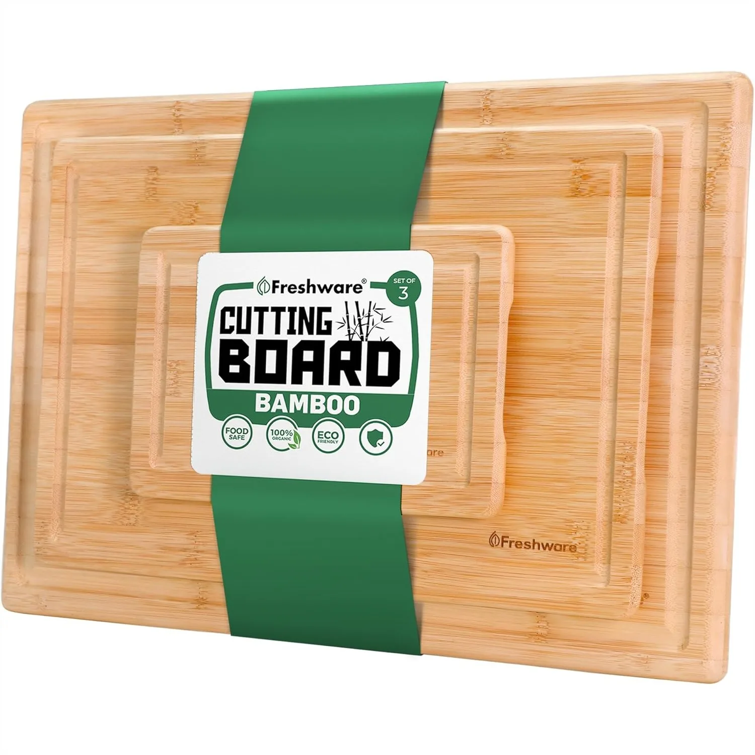 Bamboo Cutting Board Set of 3 with Juice Grooves, Chopping Boards for Meat Veggie, Easy Grip Handle 9x6 12x8 15x10 Inches
Bamboo Cutting Board Set of 3 with Juice Grooves, Chopping Boards for Meat Veggie, Easy Grip Handle 9x6 12x8 15x10 Inches