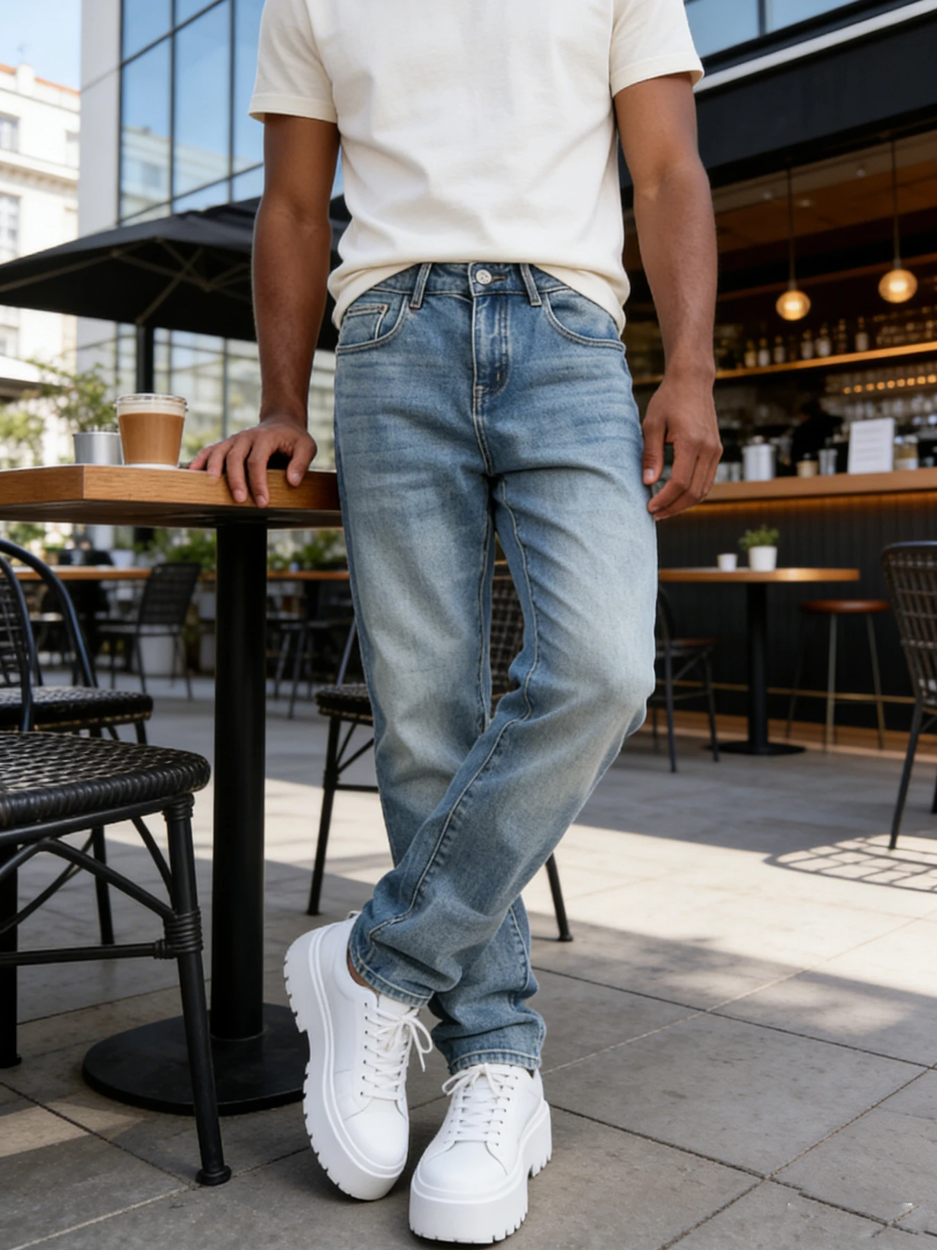Trendy street-style light blue straight-leg jeans for men, comfortable and breathable fabric, fashionable long pants
Trendy street-style light blue straight-leg jeans for men, comfortable and breathable fabric, fashionable long pants