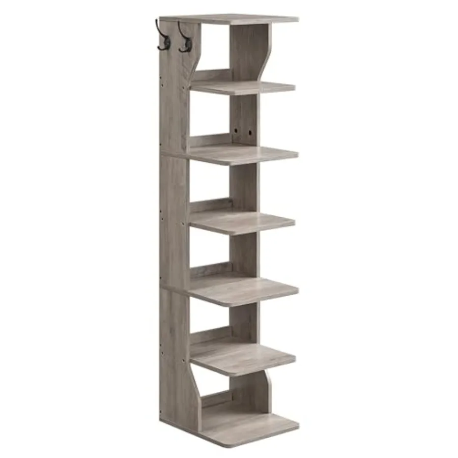 7-Tier Vertical Shoe Rack, Narrow Shoe Storage Organizer with Hooks, Slim Corner Tower Shelf, Space-Saving for Entryway and Bed
7-Tier Vertical Shoe Rack, Narrow Shoe Storage Organizer with Hooks, Slim Corner Tower Shelf, Space-Saving for Entryway and Bed