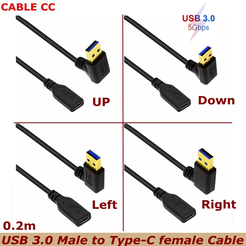 0.2m Gold Plated 5Gbps USB 3.1 C-type female to 90 Degree Angle USB 3.0 Male Port Adapter Cable for Macbook Android Phones
0.2m Gold Plated 5Gbps USB 3.1 C-type female to 90 Degree Angle USB 3.0 Male Port Adapter Cable for Macbook Android Phones
