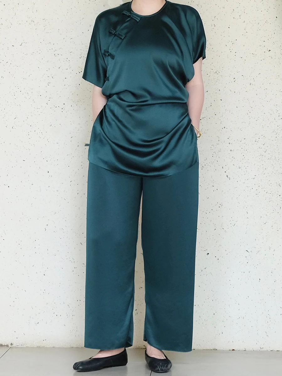 Sksh Three-Acetate Water Wave Pattern Wide Leg Pants Elastic Waist Green Summer New Style Casual Trousers for Women
Sksh Three-Acetate Water Wave Pattern Wide Leg Pants Elastic Waist Green Summer New Style Casual Trousers for Women