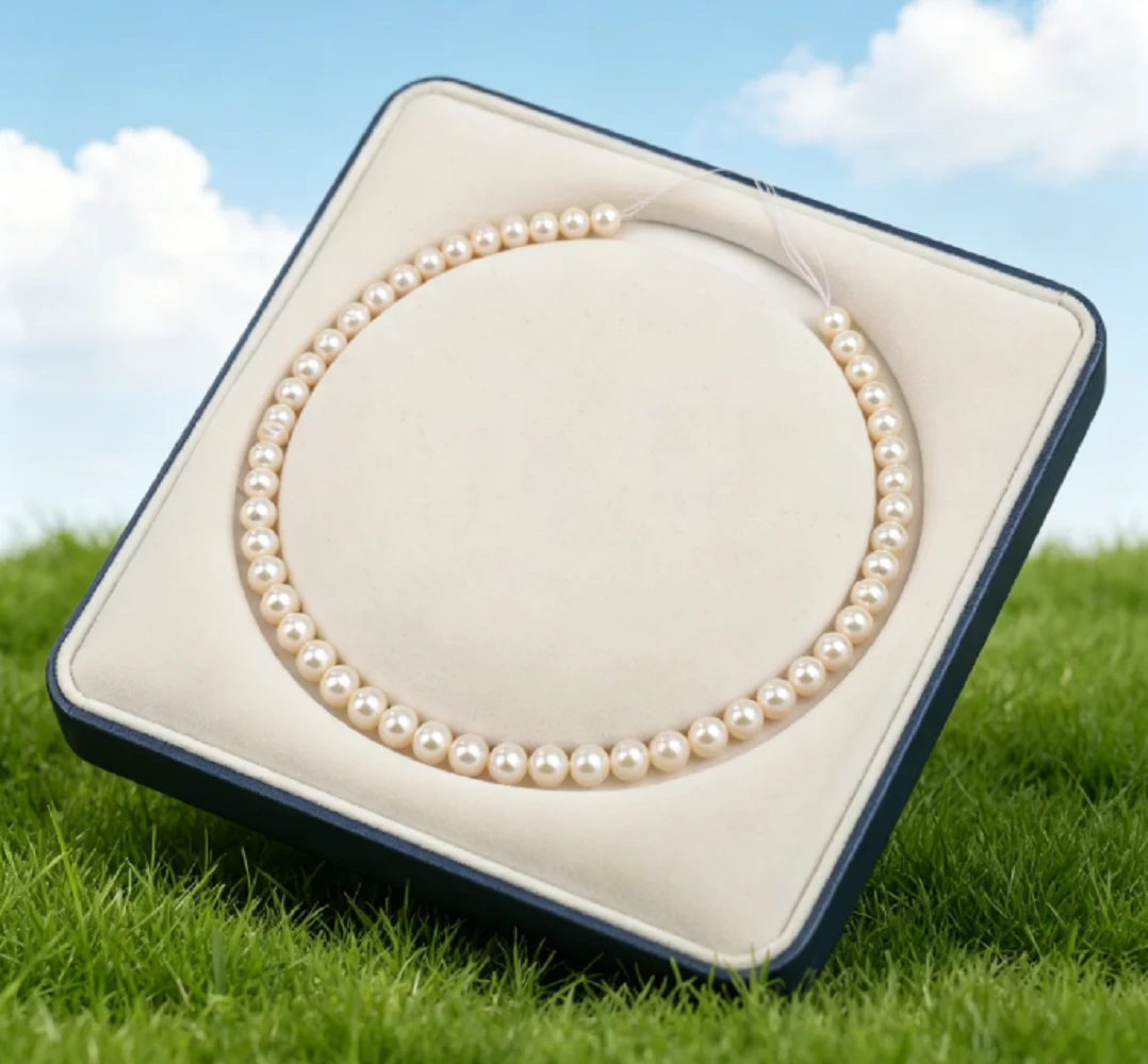 Classic necklace AAAA 7-8-9mm natural white pearl necklace 18in/925s button
Classic necklace AAAA 7-8-9mm natural white pearl necklace 18in/925s button