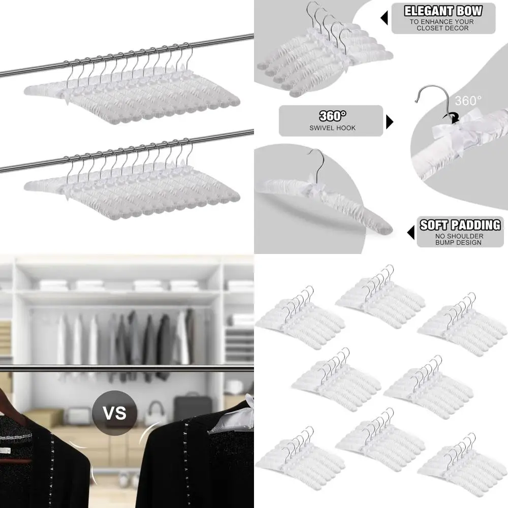 48 упаковок атласных вешалок на 360 градусов. ° Поворотные крючки и губчатые плечи для различной одежды, белые
48 упаковок атласных вешалок на 360 градусов. ° Поворотные крючки и губчатые плечи для различной одежды, белые