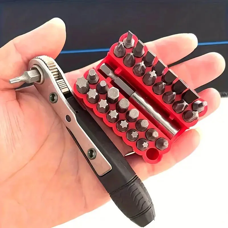 Mini 1/4 interface ratchet wrench with dual heads, suitable for both straight and curved handles,33 piece batch head set
Mini 1/4 interface ratchet wrench with dual heads, suitable for both straight and curved handles,33 piece batch head set