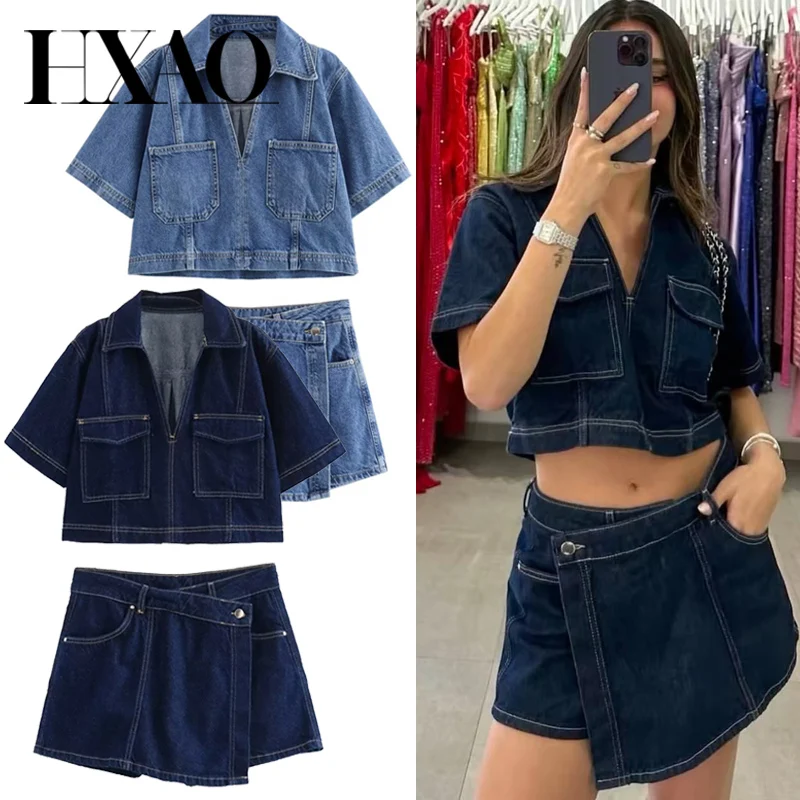 HXAO Асимметричная джинсовая юбка Короткие комплекты Женский комплект из двух предметов Летняя одежда Укороченная джинсовая рубашка Костюм Мини-кюлоты с высокой талией
HXAO Асимметричная джинсовая юбка Короткие комплекты Женский комплект из двух предметов Летняя одежда Укороченная джинсовая рубашка Костюм Мини-кюлоты с высокой талией