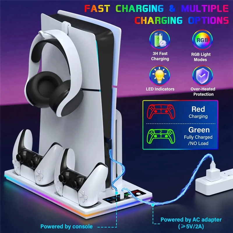 B47C Основание кронштейна для рассеивания тепла с RGB-подсветкой для PS5 Зарядный блок с двойной ручкой для PS5/SLIM/Pro Host B
B47C Основание кронштейна для рассеивания тепла с RGB-подсветкой для PS5 Зарядный блок с двойной ручкой для PS5/SLIM/Pro Host B