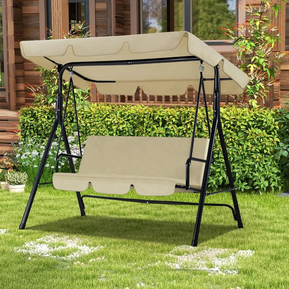 Patio Swings Outdoor, 3-Seat Glider Patio Swings with Removable Cushion and Adjustable Canopy, Porch Bench for Garden
Patio Swings Outdoor, 3-Seat Glider Patio Swings with Removable Cushion and Adjustable Canopy, Porch Bench for Garden