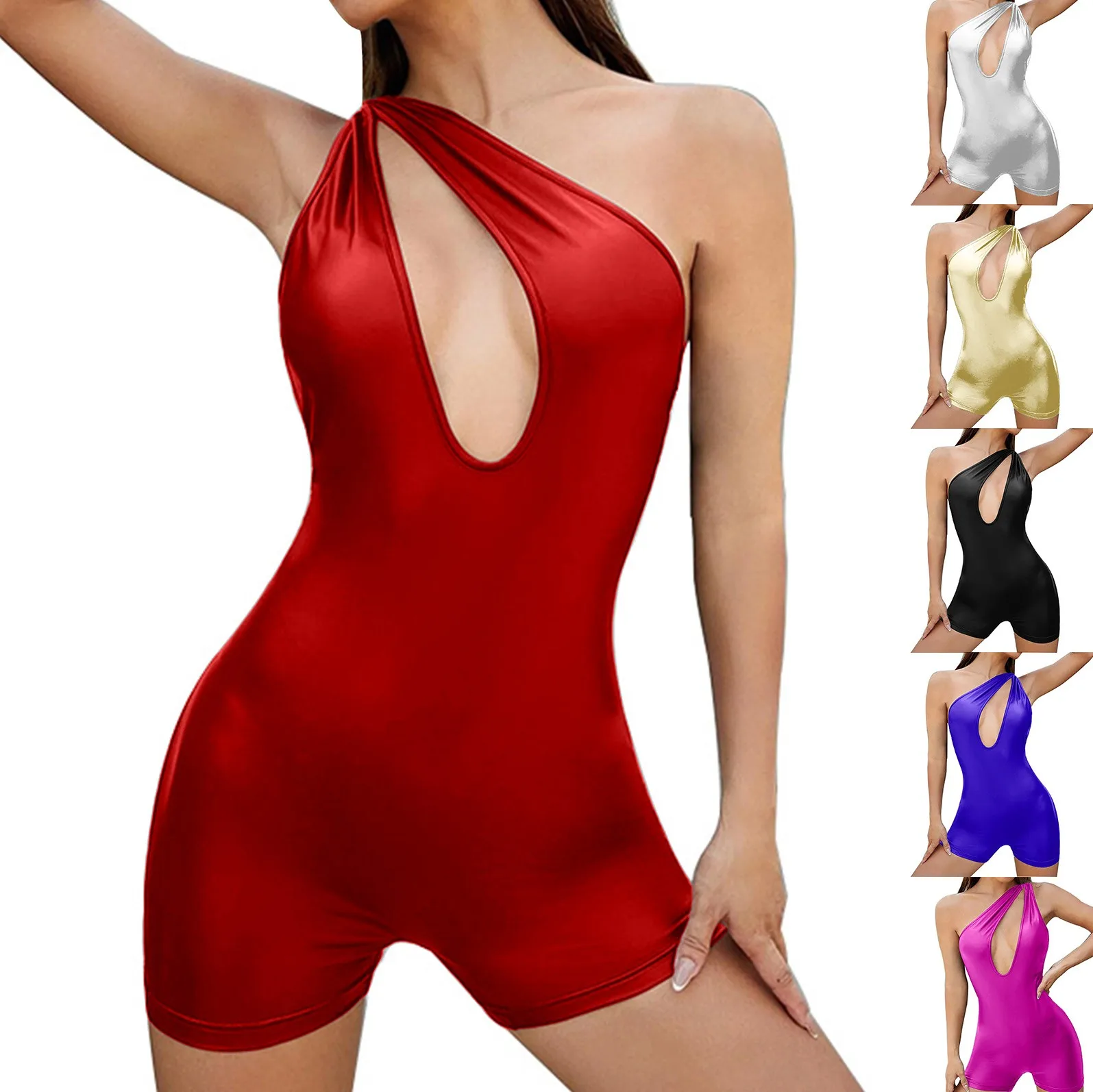 Sexy Women Faux Leather Hollow Chest Slant Shouldered Short Jumpsuits Solid Sleeveless Wet Look Tube Bodysuits Bodycon Clubwear
Sexy Women Faux Leather Hollow Chest Slant Shouldered Short Jumpsuits Solid Sleeveless Wet Look Tube Bodysuits Bodycon Clubwear