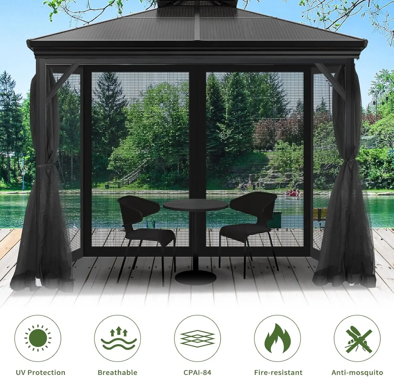 Gazebo Universal Replacement Mosquito Netting,10' x 12' Outdoor Canopy Net Screen 4-Panel Sidewall Gazebo Curtains, with Zippers
Gazebo Universal Replacement Mosquito Netting,10' x 12' Outdoor Canopy Net Screen 4-Panel Sidewall Gazebo Curtains, with Zippers