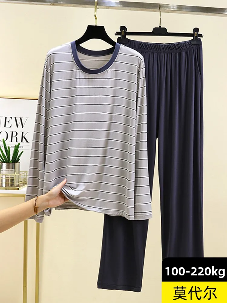 Loose Modal Long Sleeve Home Clothes Spring Autumn Thin Striped Sleepwear Pants plus Size Can Wear Outdoors T-Shirt Two-Piece...
Loose Modal Long Sleeve Home Clothes Spring Autumn Thin Striped Sleepwear Pants plus Size Can Wear Outdoors T-Shirt Two-Piece...