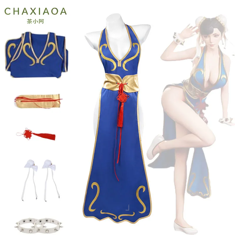 Women Blue Games Chun Li Qipao Cosplay Costume Full Set Oriental Fighter Cheongsam Halloween Carnival Stage Fancy Dress Outfit
Women Blue Games Chun Li Qipao Cosplay Costume Full Set Oriental Fighter Cheongsam Halloween Carnival Stage Fancy Dress Outfit