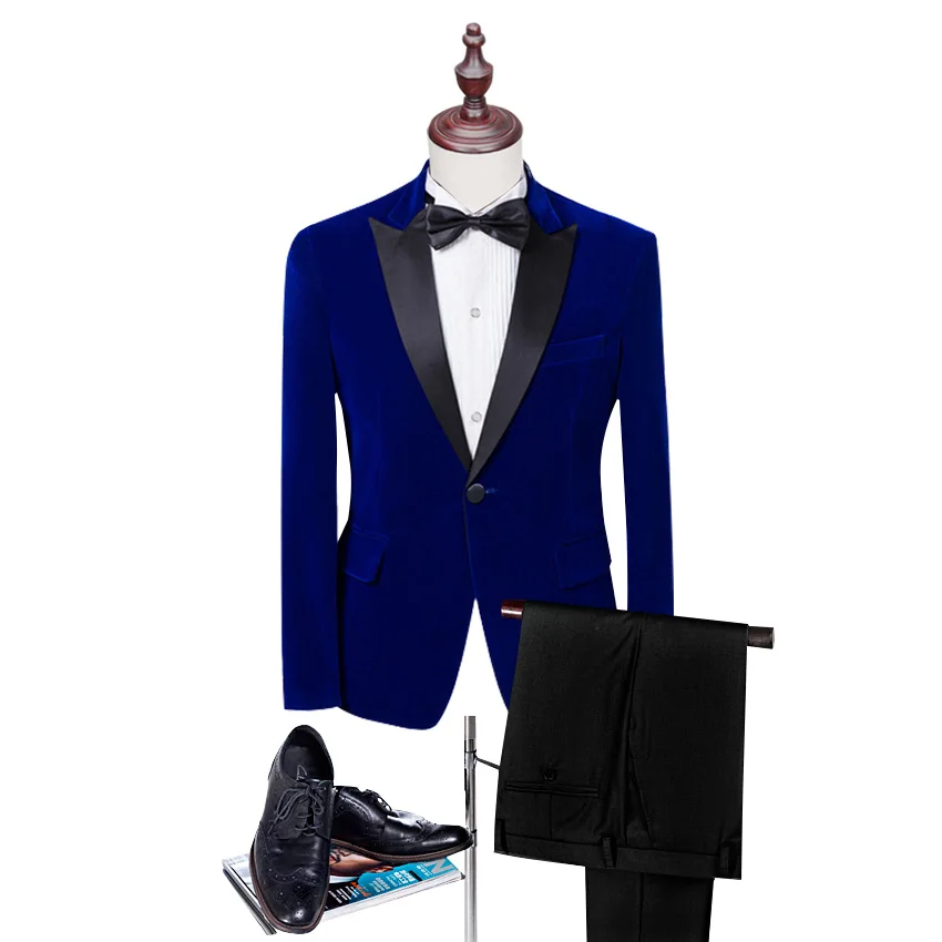 Royal Blue Velvet Slim Fit Men Suit Black Peaked Lapel Blazer One Button 2 Piece Wedding Groom Mens Suits Tuxedo (Jacket+Pants)
Royal Blue Velvet Slim Fit Men Suit Black Peaked Lapel Blazer One Button 2 Piece Wedding Groom Mens Suits Tuxedo (Jacket+Pants)