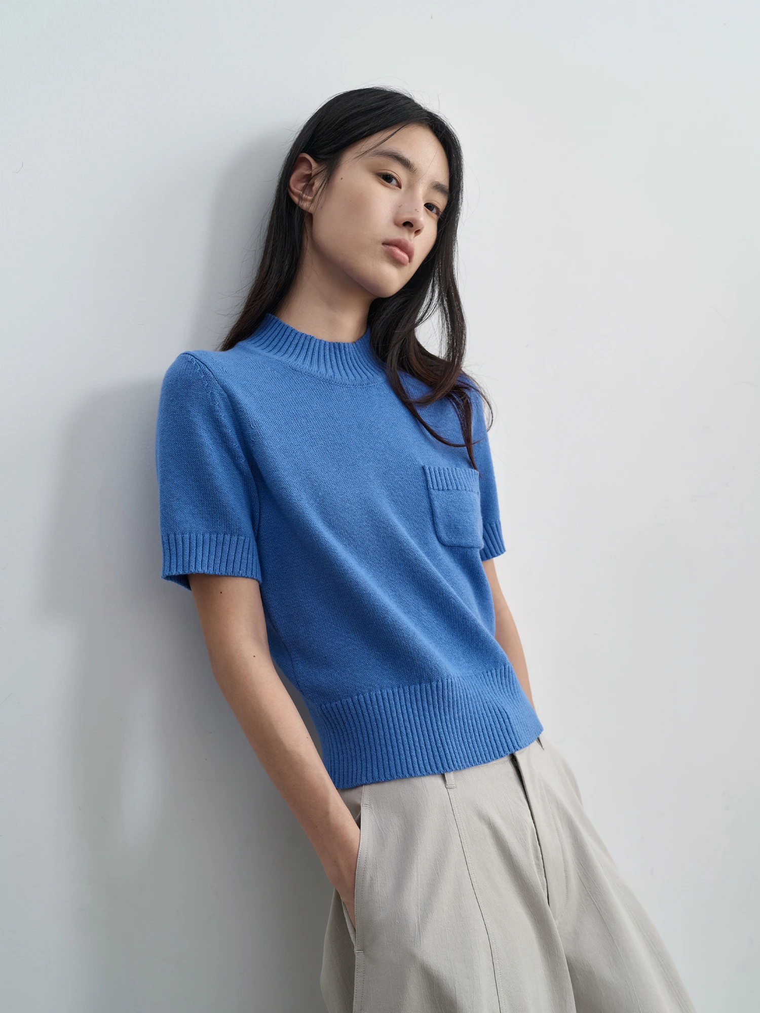Casual Haverice Restaurant Square Blue Wool Cotton Blend f High Collar ort Sve Vintage Knitted Top Women's Faion
Casual Haverice Restaurant Square Blue Wool Cotton Blend f High Collar ort Sve Vintage Knitted Top Women's Faion