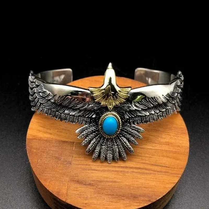 Bestlybuy New Pure S925 Silver Jewelry Trendy Feather Logo Blue Stone Flying Eagle Retro Men Bracelet Valentine'S Day Gift
Bestlybuy New Pure S925 Silver Jewelry Trendy Feather Logo Blue Stone Flying Eagle Retro Men Bracelet Valentine'S Day Gift
