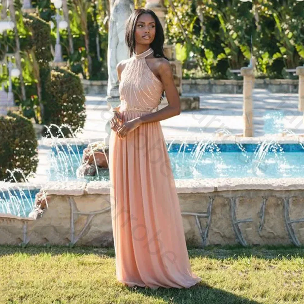 Customized Sparkle Nude Evening Dresses Beads Sequin Belt Halter Chiffon A-line Floor Length Backless Formal Long Prom Party Gow
Customized Sparkle Nude Evening Dresses Beads Sequin Belt Halter Chiffon A-line Floor Length Backless Formal Long Prom Party Gow