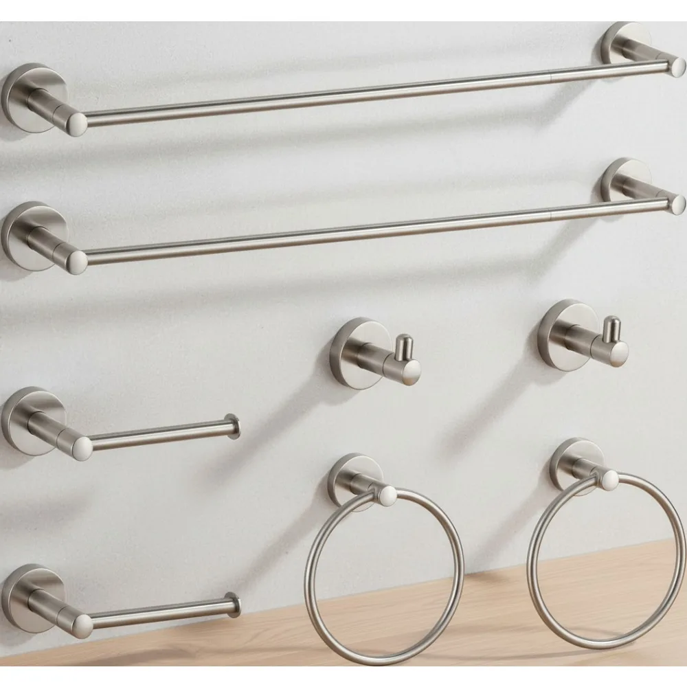 8-Piece Brushed Nickel Bathroom Hardware Set - Adjustable Towel Bars, Rust-Resistant, Heavy Duty for Modern Homes
8-Piece Brushed Nickel Bathroom Hardware Set - Adjustable Towel Bars, Rust-Resistant, Heavy Duty for Modern Homes