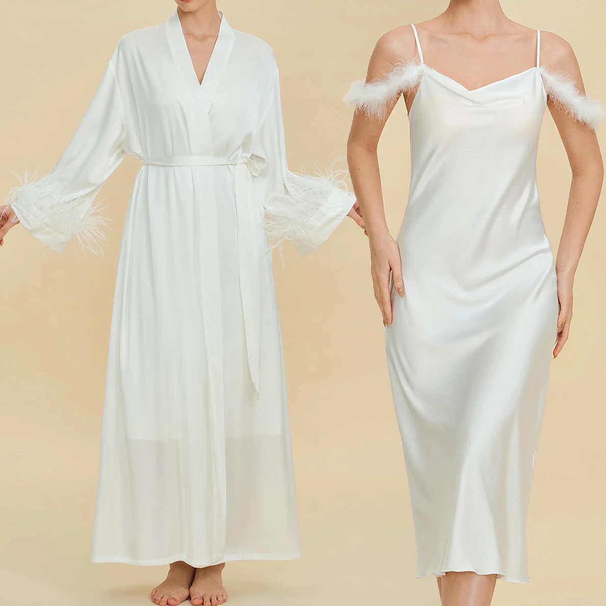 Luxury Silky Satin Feather Bride Wedding Robe Nightgown Elegant Long Bathrobe Womens Sleepwear Homewear Sexy Lingerie Loungewear
Luxury Silky Satin Feather Bride Wedding Robe Nightgown Elegant Long Bathrobe Womens Sleepwear Homewear Sexy Lingerie Loungewear