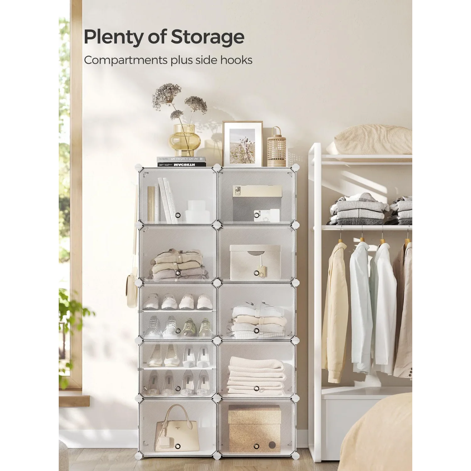 SONGMICS Shoe Rack, 10 Cubes Shoe Organizer With Doors, 40 Pair Plastic Shoe Storage Cabinet, For Bedroom, Entryway, Steel Frame
SONGMICS Shoe Rack, 10 Cubes Shoe Organizer With Doors, 40 Pair Plastic Shoe Storage Cabinet, For Bedroom, Entryway, Steel Frame