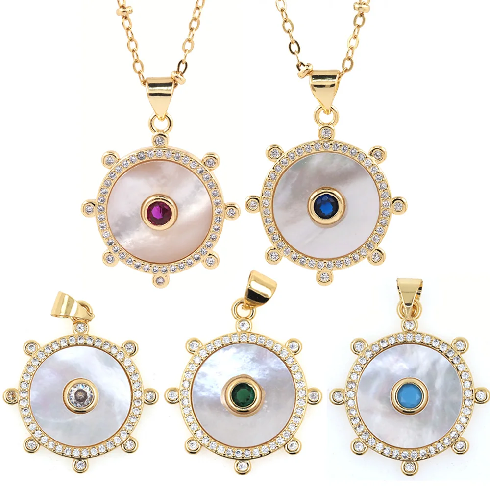 Natural Round Shell Stone Pendant Necklace Zircon Gold Plated Female Clavicle Chain Chokers For WomenNew Trendy Fashion Jewelry
Natural Round Shell Stone Pendant Necklace Zircon Gold Plated Female Clavicle Chain Chokers For WomenNew Trendy Fashion Jewelry