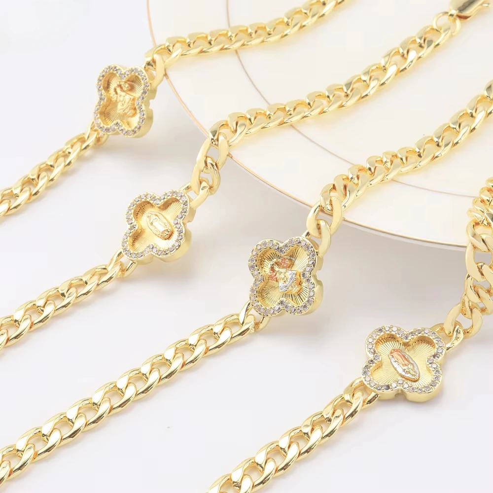 Ruixi New Hot 14K Gold Plated Religious Madonna Maria Classic Style Shamrock Graphic Zircon Balance Balance Shape Gold Bracelet
Ruixi New Hot 14K Gold Plated Religious Madonna Maria Classic Style Shamrock Graphic Zircon Balance Balance Shape Gold Bracelet
